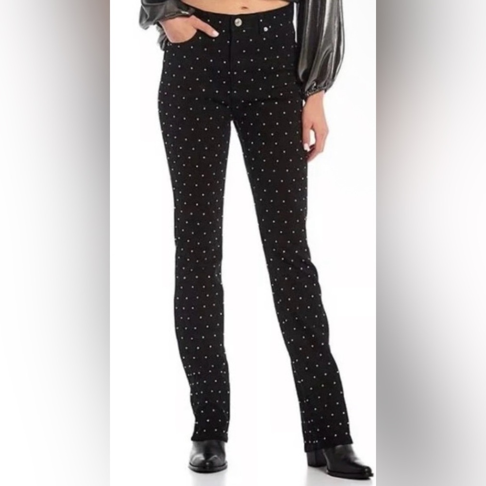Gianni Bini Black Rhinestone Studded Skinny Jeans – Size 29 NWT